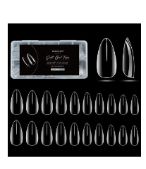 Medium Almond Nail Tips 500Pcs Clear False Acrylic Almond Press On Nails Preshape Full Cover Gel Nail Tips For Dip Powder Nails/Poly Nail Extension Home Diy Nail Salon Gel Nails Art Design 10 Sizes